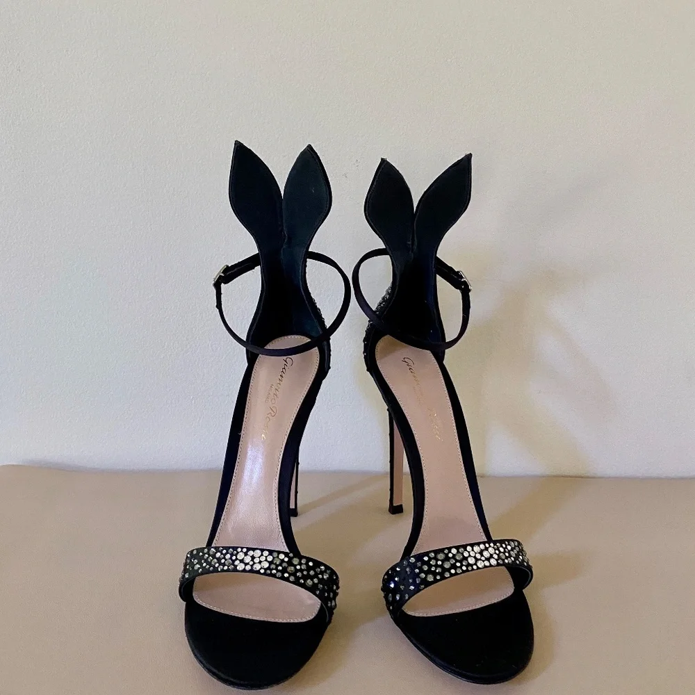 Gianvito Rossi Natalia Crystal Embellished High Heel Sandals 38  ( US7 / US8 )